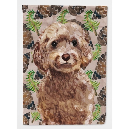 Carolines Treasures Brown Cockapoo Pine Cones Flag Canvas - House Size BB9584CHF